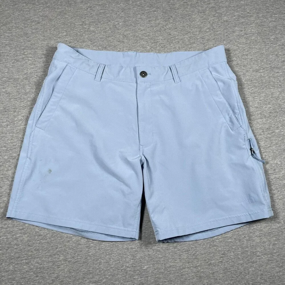 The North Face Chino Shorts Mens 34 Blue Microfiber Polyester Casual Golf